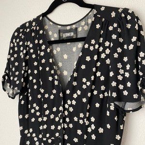 REFORMATION Black & White Floral France Jumpsuit